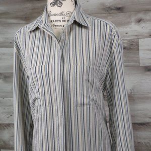 Chaus* Women's Long Sleeve Hidden Button Down Double Chest Pocket Shirt~ Size 10